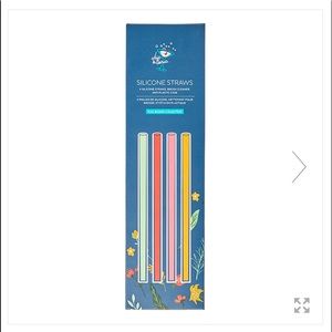 Set of 4 Silicone Straws + Brush Cleaner & Case